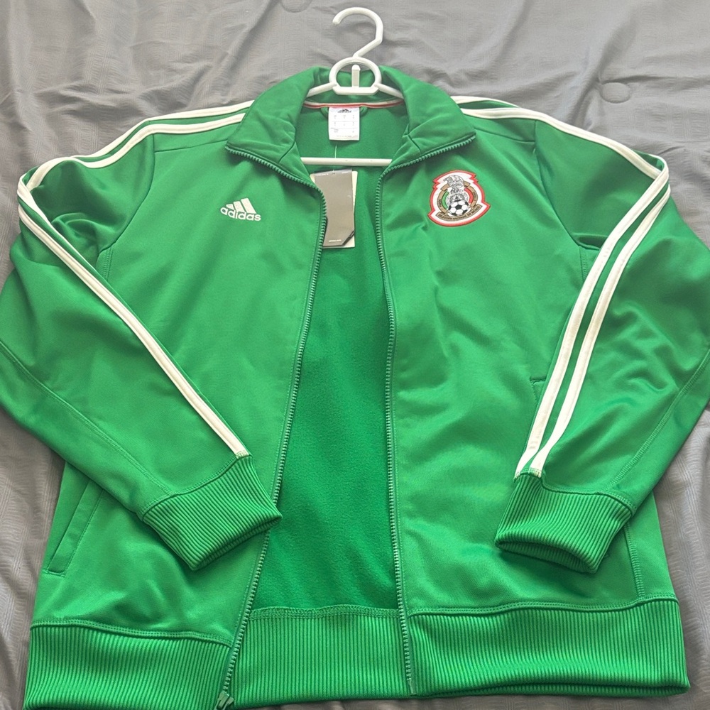 Adidas Mexico Green Jacket with White Stripes